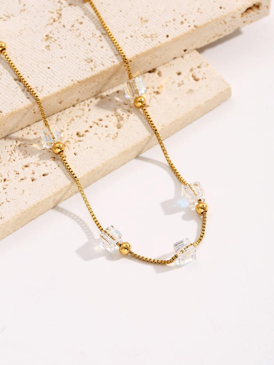 Bead Decor Necklace - Yellow Gold - View 1