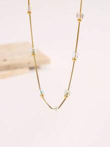 Bead Decor Necklace - Yellow Gold - View 2