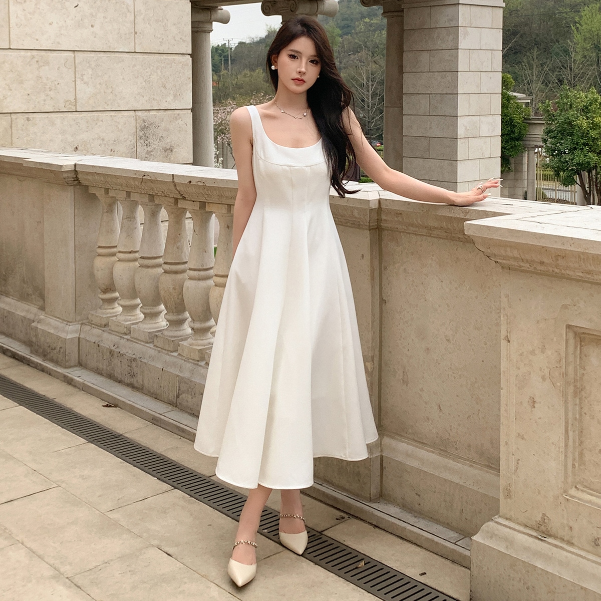 Solid Zip Back Dress, Birthday ,New Year Eve Prom Dress Sundress,Formal Women Dresses Elegant Women Dresses