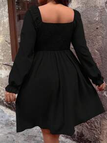 EMERY ROSE Vestido escote corazón con nudo delantero de manga con volante - Negro - Ver 2