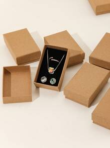 12件/包简约时尚珠宝包装盒（适用于耳环、戒指、项链）。适用于情人节等节日礼物包装。 - 卡其色 - 查看 2