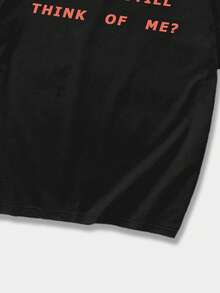 ROMWE MEN 男士人像圖案T恤 - 黑色 - 查看 3