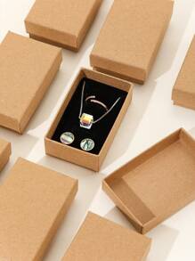 12件/包简约时尚珠宝包装盒（适用于耳环、戒指、项链）。适用于情人节等节日礼物包装。 - 卡其色 - 查看 6