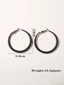 1對歐美時尚簡約風格圓形幾何噴漆開環耳環,適合節日和日常穿著 - 黑色 - 查看 4