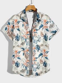GENTILAND Men Cotton Tropical Print Shirt Without Tee - Multicolor - View 1