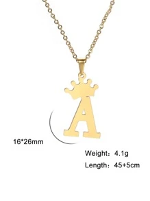 1 件女式時尚皇冠字母吊飾項鍊,附 26 個字母 - 金黃色 - 查看 5