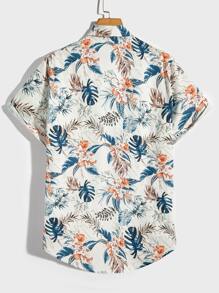 GENTILAND Men Cotton Tropical Print Shirt Without Tee - Multicolor - View 2