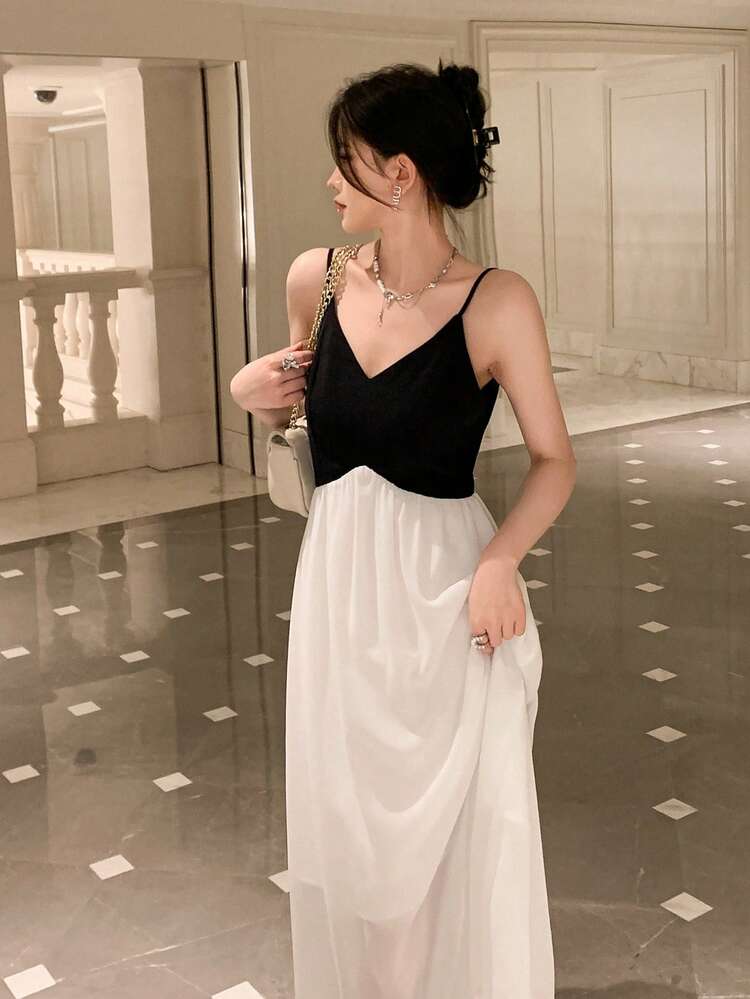 Colorblock Backless Cami Dress Prom Dress Party Women Homecoming Dresses