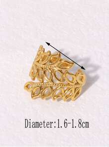 Anillo abierto con diseño de hoja - Amarillo Oro - Ver 3