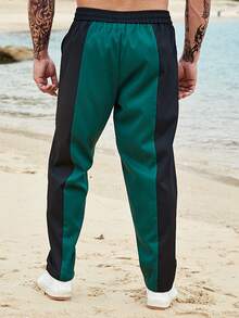 Manfinity 男士雙色腰部抽繩長褲 - 彩色 - 查看 2