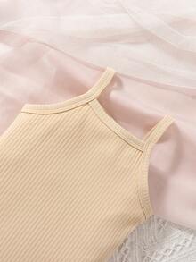 嬰兒甜甜圈印花連帽前短後長T恤和吊帶連衣裙 - 彩色 - 查看 6