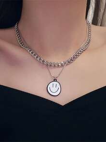 Expression Detail Round Charm Layered Necklace - Silver - View 2