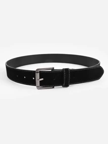 1pc Men Solid Square Buckle Casual Belt, For Daily Life - Black - View 2