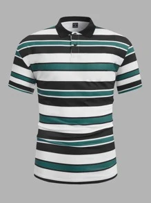 Manfinity RebelGame Men's Summer Casual Striped Print Polo Shirt - Multicolor - View 6