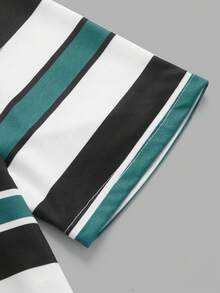 Manfinity RebelGame Men's Summer Casual Striped Print Polo Shirt - Multicolor - View 7