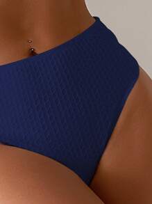 SHEIN Swim 交叉腰部鏤空泳衣下裝 - 藏蓝色 - 查看 3