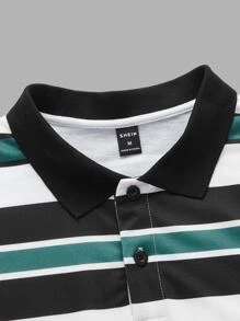 Manfinity RebelGame Men's Summer Casual Striped Print Polo Shirt - Multicolor - View 5