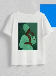 edelsteinstudio Plus Figure Graphic Tee, Women Summer T-Shirt - White - View 1