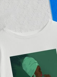 edelsteinstudio Plus Figure Graphic Tee, Women Summer T-Shirt - White - View 6