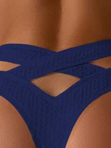 SHEIN Swim 交叉腰部鏤空泳衣下裝 - 藏蓝色 - 查看 4