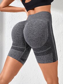 Yoga Basic Quần Shorts Thể thao Nữ Khối Màu - Màu xám đen - Xem 1