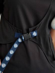 Warner Bros 100 Years X SHEIN 1入組字母圖案帶扣細節T恤帶兔子玩偶 - 黑色 - 查看 5