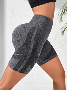 Yoga Basic Quần Shorts Thể thao Nữ Khối Màu - Màu xám đen - Xem 2
