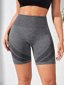 Yoga Basic Quần Shorts Thể thao Nữ Khối Màu - Màu xám đen - Xem 3