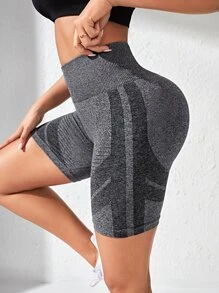 Yoga Basic Quần Shorts Thể thao Nữ Khối Màu - Màu xám đen - Xem 4