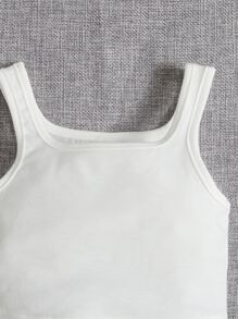 SHEIN 嬰兒素色背心上衣和字母圖案短褲 - 黃色 - 查看 3