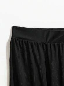 SHEIN Swim Summer Beach Solid Sheer Mesh Cover Up Pants - Black - View 4