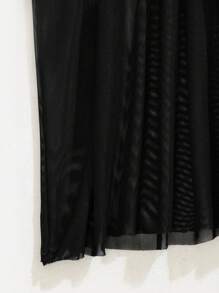 SHEIN Swim Summer Beach Solid Sheer Mesh Cover Up Pants - Black - View 3