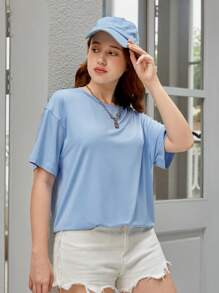 SHEIN Tops con gái Slogan Loại bướm Giải trí - Màu xanh nhạt - Xem 5