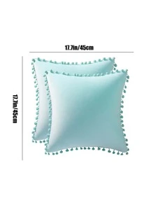 1入組素色無填充物靠墊套極簡主義超細纖維裝飾抱枕套適合家用 - 薄荷藍 - 查看 4