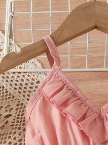 SHEIN Baby Floral Print Ruffle Trim Cami Jumpsuit - Multicolor - View 3