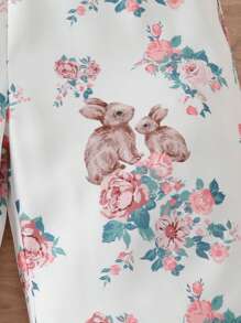 SHEIN Baby Floral Print Ruffle Trim Cami Jumpsuit - Multicolor - View 4