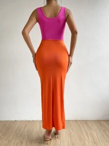 Chiquease Two Tone Split Thigh Dress - Multicolor - View 4