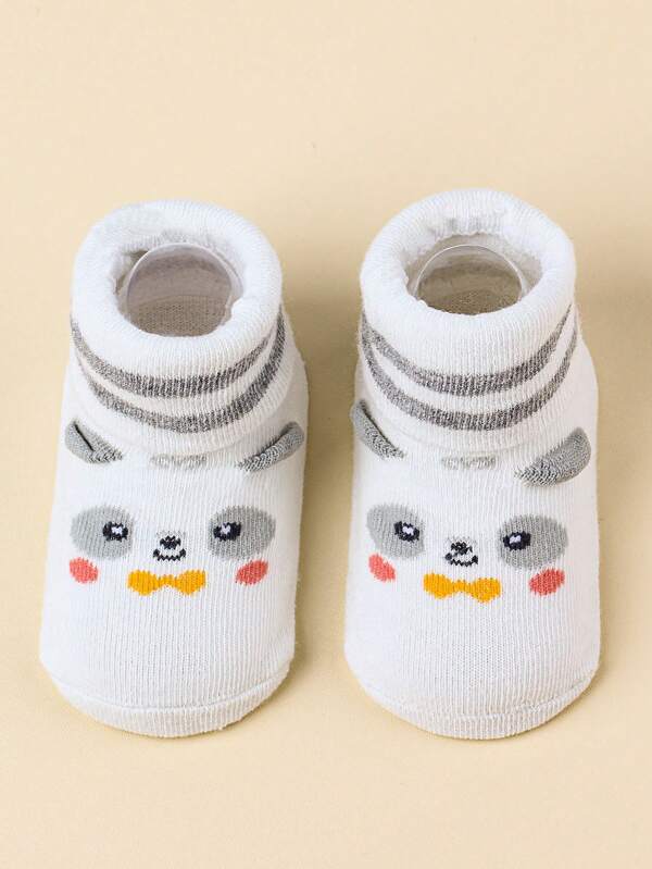 1pair Baby Cartoon Panda Print Anti-slip Socks