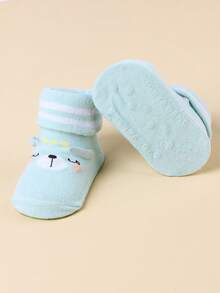 1雙嬰兒卡通圖案防滑襪子