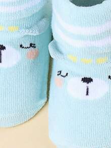 1雙嬰兒卡通圖案防滑襪子