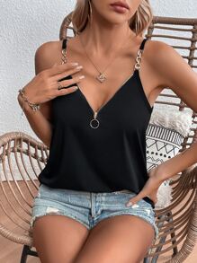 SHEIN LUNE Solid O-ring Detail Cami Top