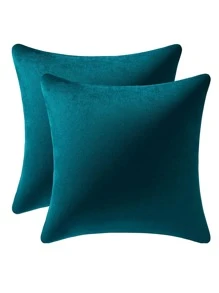 Green Decorative Throw Pillow Covers Velvet Soft For Couch Sofa Bedroom Living Room Outdoor Pack Of 1 18x18 Inch Aqua - Teal Blue - View 10