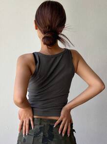 DAZY Top tank unicolor tejido de canalé