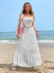 Soleia 網眼刺繡荷葉邊半身裙 - 白色 - 查看 6