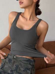 DAZY Top tank unicolor tejido de canalé