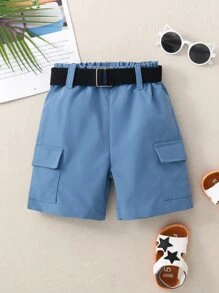 Toddler Boys Flap Pocket Shorts - Dusty Blue - View 1