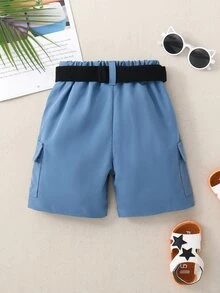 Toddler Boys Flap Pocket Shorts - Dusty Blue - View 2