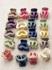 20入組小女童隨機色愛心設計可愛髮爪適用於頭髮裝飾用品 - 彩色 - 查看 2