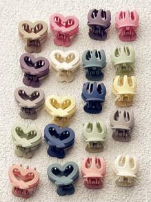 20入組小女童隨機色愛心設計可愛髮爪適用於頭髮裝飾用品 - 彩色 - 查看 4