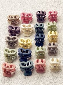 20入組小女童隨機色愛心設計可愛髮爪適用於頭髮裝飾用品 - 彩色 - 查看 5